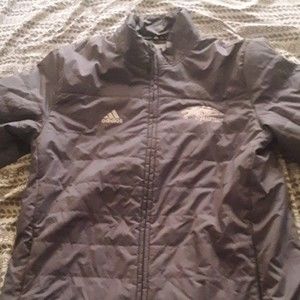 Grey Adidas softball softshell jacket